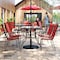 Flash Furniture Brazos 5 Piece Patio Dining Set w/Tempered Glass Patio Table w/4 Chairs w/Red Seats and Backs FV-120B-303CRD-GG - alternate 5